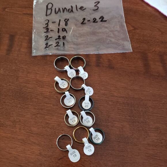 RINGS lot 11 nwt stainless steel rings various patterns and colors 18… - Picture 2 of 3